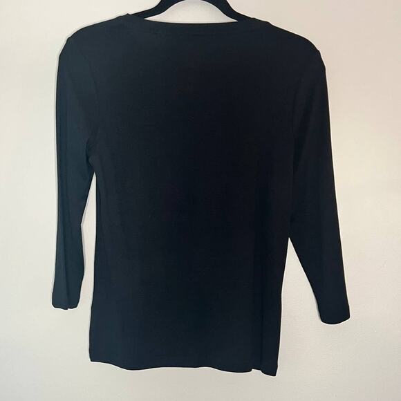By Chico's women's long sleeve black vneck everyday tee shirt Size 0 S Small/4 - Picture 2 of 4
